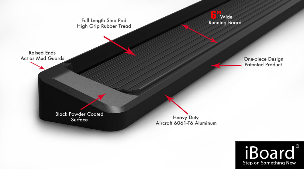 6/" Black Running Boards For 1999-2004 Jeep Grand Cherokee Sport Utility 4-Door